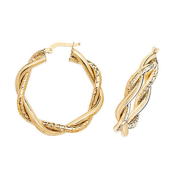 9ct Yellow Gold Twisted Hoop Earrings