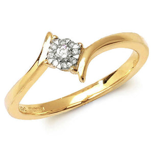 9ct Yellow Gold Crossover Engagement Ring
