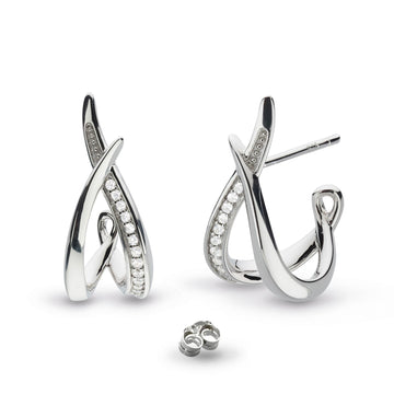 Kit Heath | Entwine Twine Twist Pavé Cz Semi Hoop Earrings