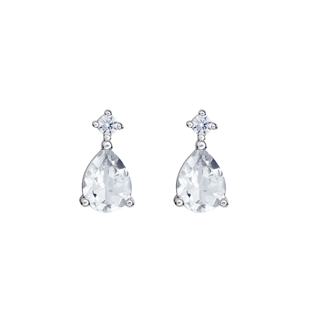Sterling Silver CZ Teardrop Stud Drop Earrings