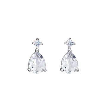 Sterling Silver CZ Teardrop Stud Drop Earrings