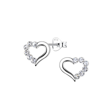 Sterling Silver Crystal Heart Stud Earrings