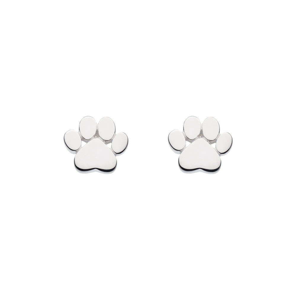Sterling Silver Small Paw Print Earrings