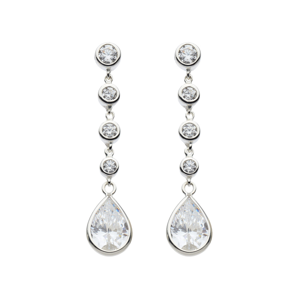 Sterling Silver Graduated CZ Teardrop Stud Earrings