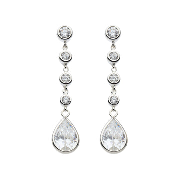 Sterling Silver Graduated CZ Teardrop Stud Earrings