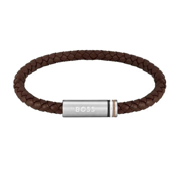Boss | Ares Braided Brown Leather Bracelet