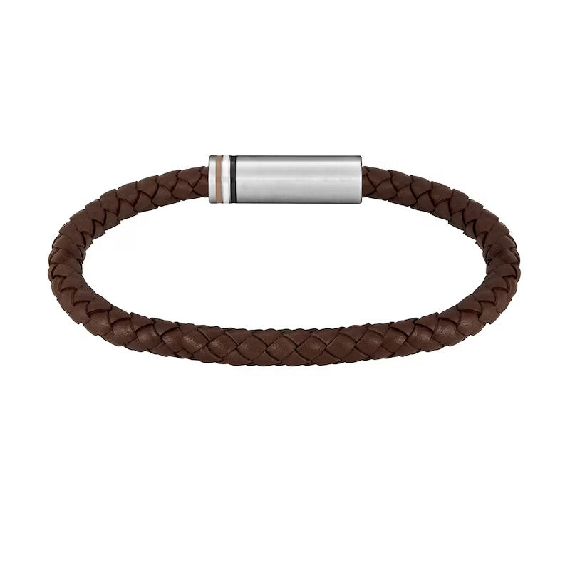 Boss | Ares Braided Brown Leather Bracelet