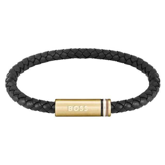 Boss | Black Braided Leather Bracelet
