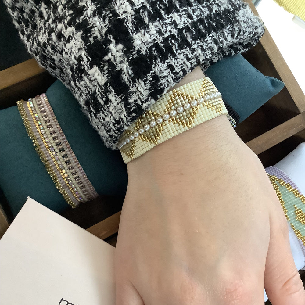 Mishky | Metzi Beige and Gold Pearl Bracelet