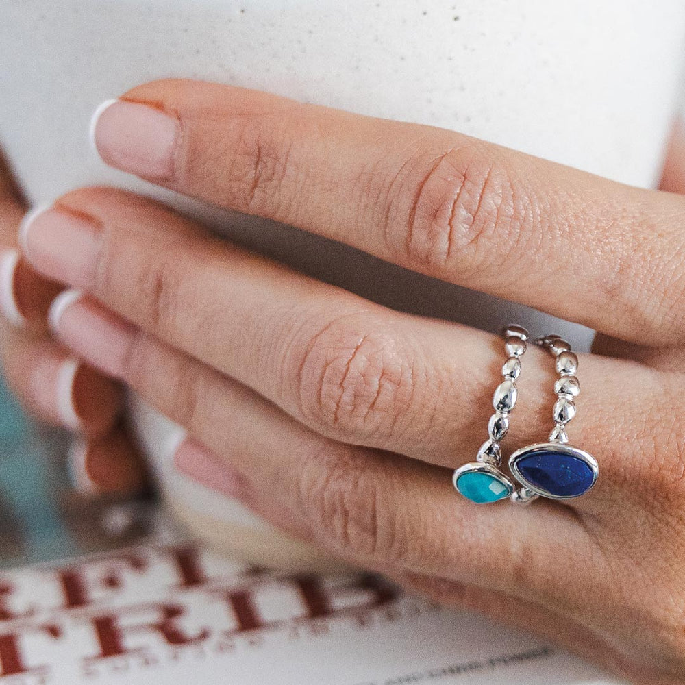 Kit Heath | Pebble Azure Gemstone Open Crossover Ring