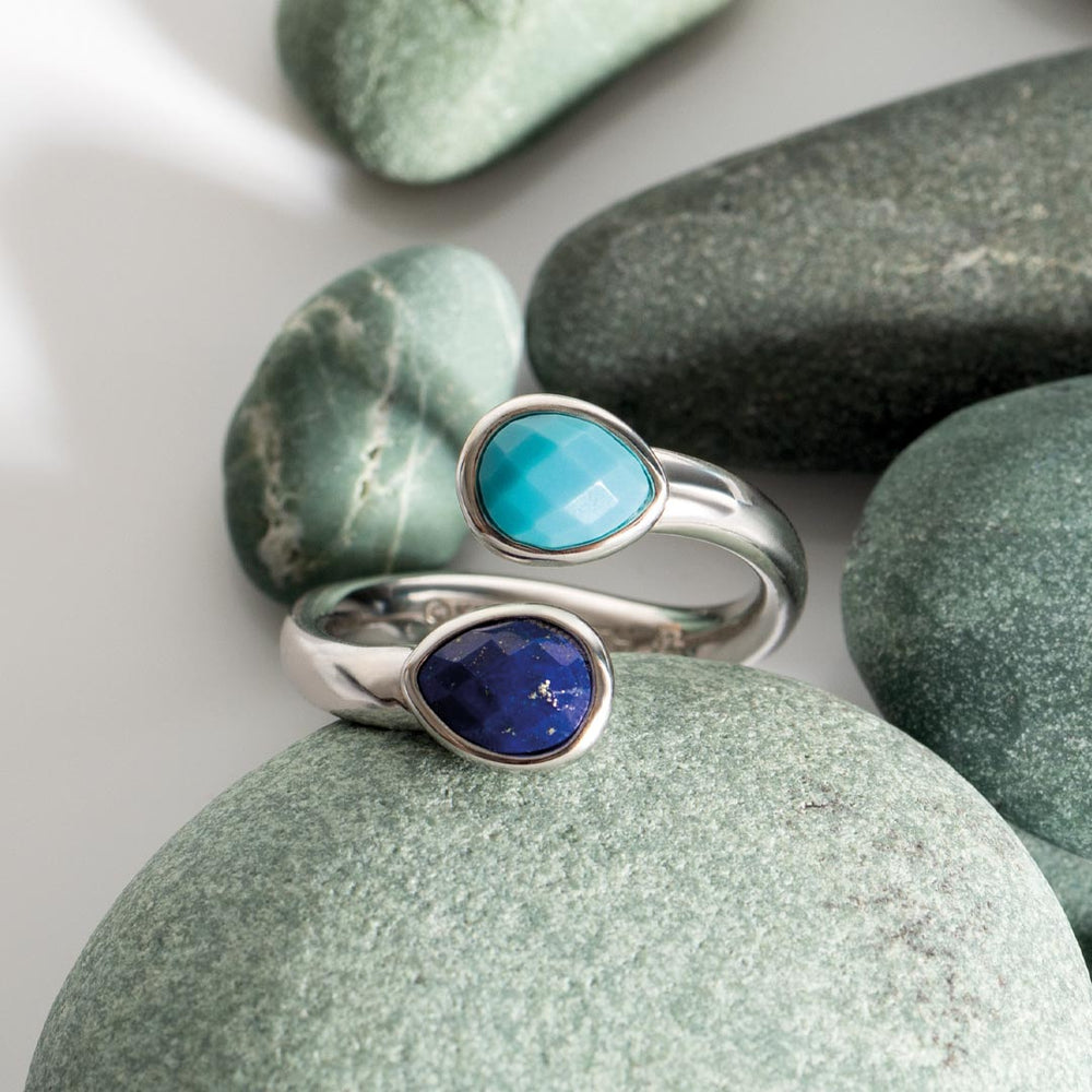 Kit Heath | Pebble Azure Gemstone Open Crossover Ring