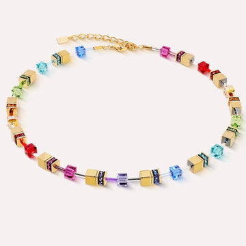 Coeur De Lion | Geocube Iconic Metallic Rainbow Gold Necklace