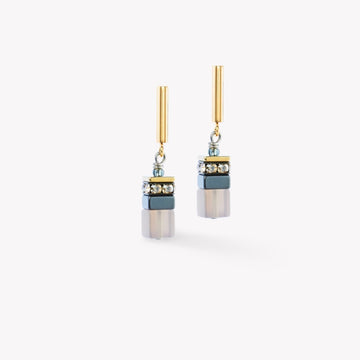 Coeur De Lion | Geocube Precious Motion Stone Whisper Gold Earrings