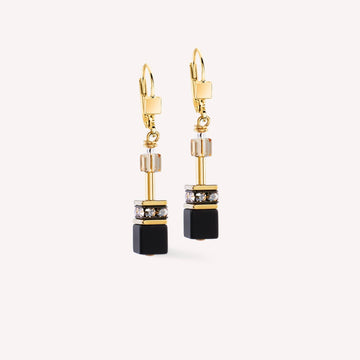 Coeur De Lion | Geocube Onyx Black Gold Earrings