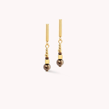 Coeur De Lion | Shimmering Princess Pearls Gold Brown Earrings