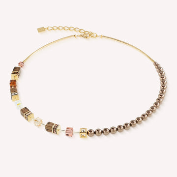 Coeur De Lion | Geocube Precious Fusion Pearls Mocha Mousse Necklace
