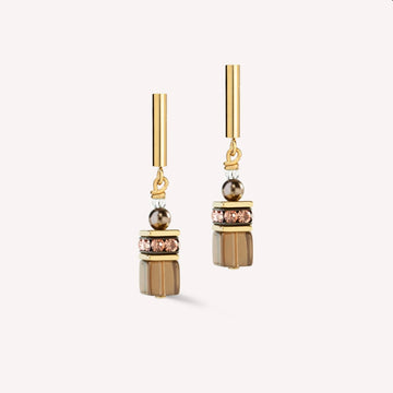 Coeur De Lion | Geocube Precious Fusion Pearls Mocha Mousse Earrings