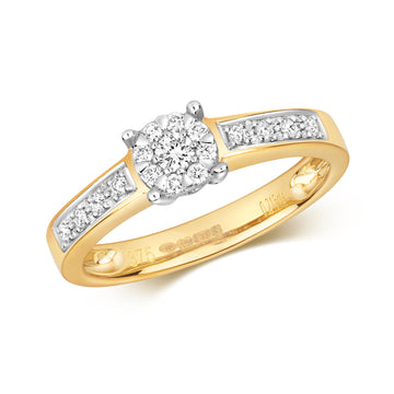 9ct Yellow Gold Diamond Halo Ring