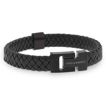 Steel & Barnett | Thick Black Braided Leather Bracelet