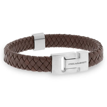 Steel & Barnett | Thick Braided Brown Leather Bracelet