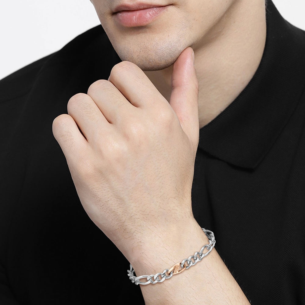 Boss | Men’s Stainless Steel Figaro Bracelet