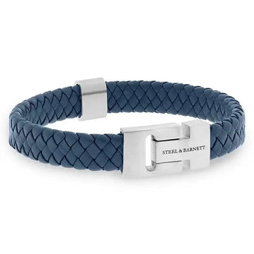 Steel & Barnett | Thick Braided Blue Leather Bracelet