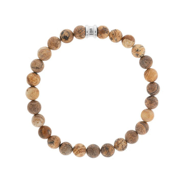 Steel & Barnett | 8mm Round Picture Jasper Gemstone Beaded Bracelet