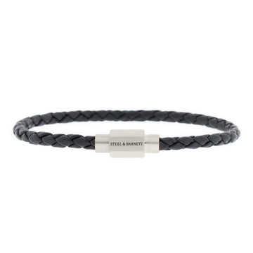 Steel & Barnett | Thin Braided Black Leather Bracelet