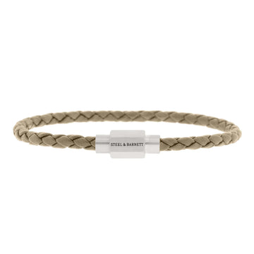 Steel & Barnett | Thin Braided Ecru Leather Bracelet