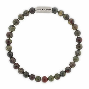 Steel & Barnett | 6mm Round Dragons Blood Jasper Stone Bead Bracelet