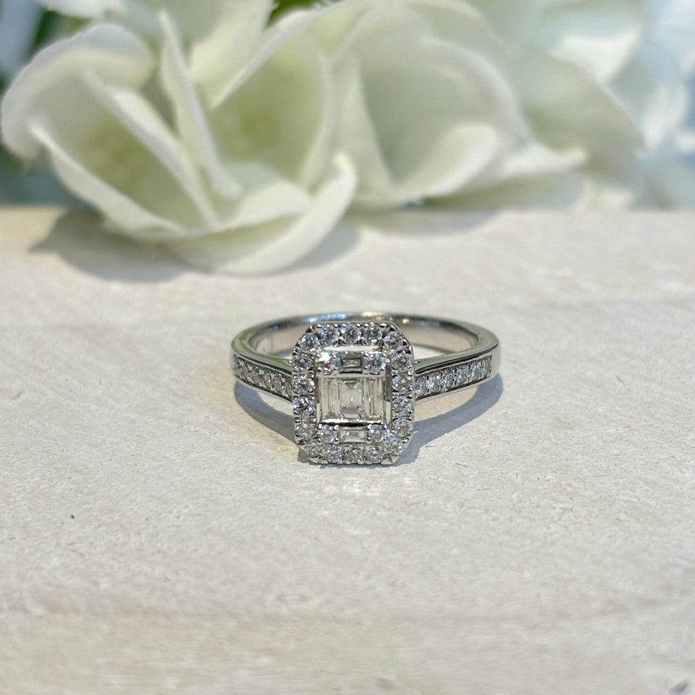 9ct White Gold Diamond Cluster Ring