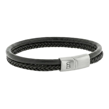 Steel & Barnett | Dual Band Black Leather Bracelet