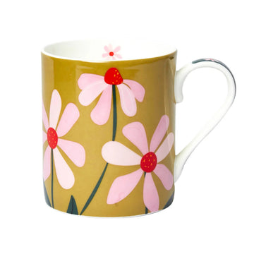 Belly Button Designs | Pink Daisy Fine Bone China Mug