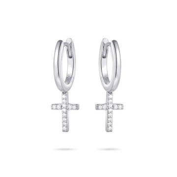 Gisser | Hoop Earrings With Sparkling Cross