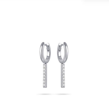 Gisser | Hoop Earrings With Sparkling Dangling Bar