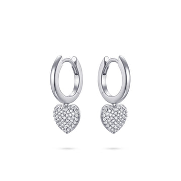 Gisser | Pavé Heart Dangling Hoop Earrings
