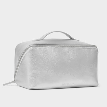Katie Loxton | Patent Crackle Silver Large Makeup & Wash Bag