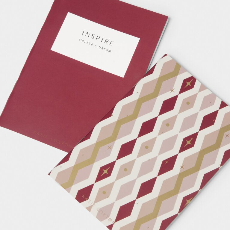 Katie Loxton | Duo Notebook ‘Inspire Create Dream’ In Berry Red