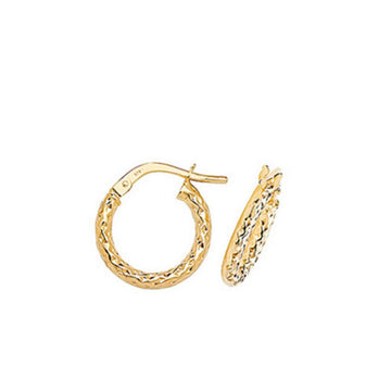 9ct Yellow Gold 8mm Diamond Cut Hoop Earrings