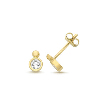 9ct Yellow Gold CZ Stud Earrings