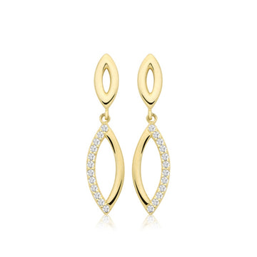 9ct Yellow Gold CZ Drop Earrings