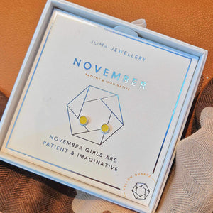 Joma Jewellery | November Yellow Quartz Birthstone Boxed Earrings