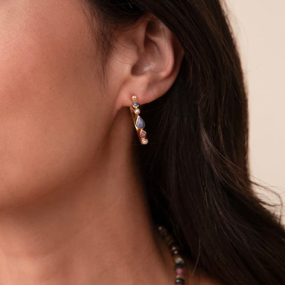 Anna Beck | Multi-Stone Hoop Earrings