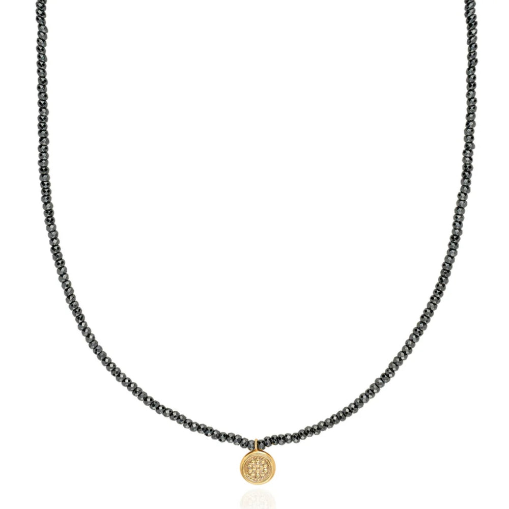 Anna Beck | Beaded Hematite Circle Pendant Necklace