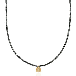 Anna Beck | Beaded Hematite Circle Pendant Necklace