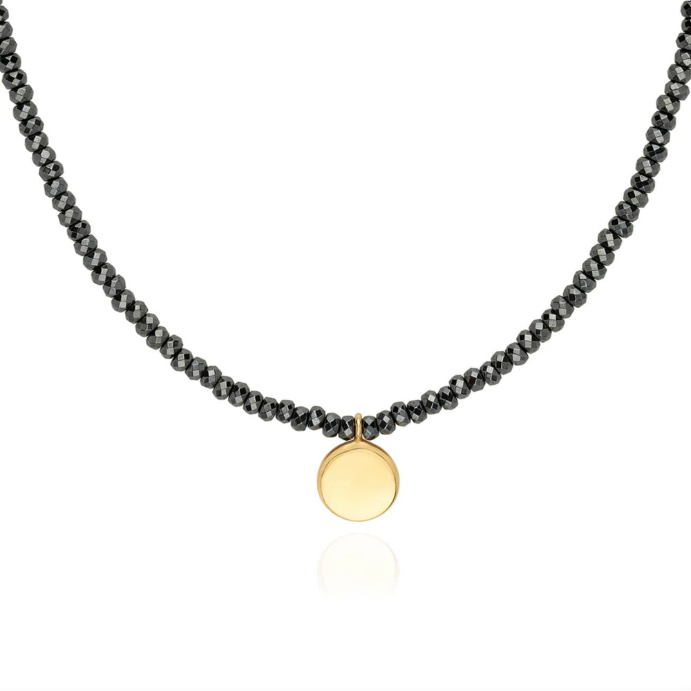 Anna Beck | Beaded Hematite Circle Pendant Necklace