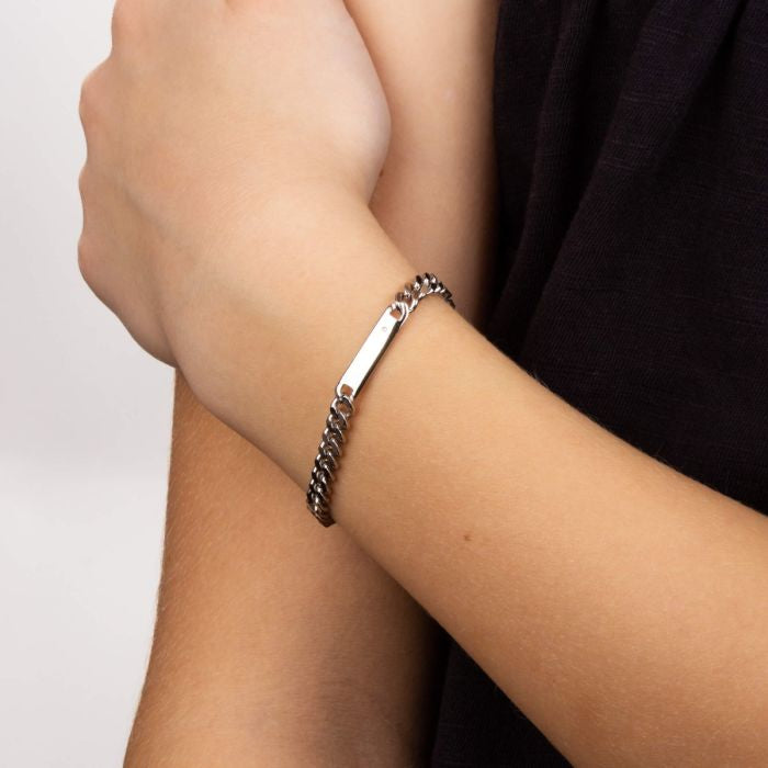 D for Diamond | Children’s Sterling Silver ID Bar Bracelet