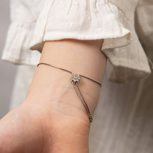 D for Diamond | Pink Flower Toggle Bracelet