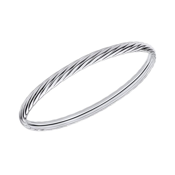 Sterling Silver Twisted Rope Textured Bangle