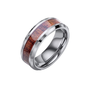 Fred Bennett | Tungsten Ring with Brown Wood Inlay